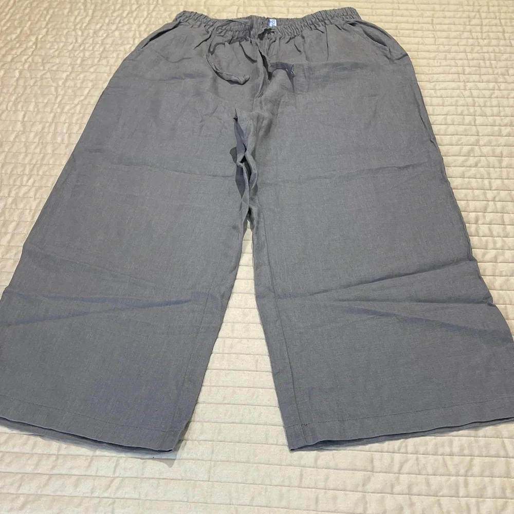 EUCPPER WOMENS SIZE S PULL ON DRAWSTRING ELASTIC WAISTBAND Gray Wide-Leg Pants